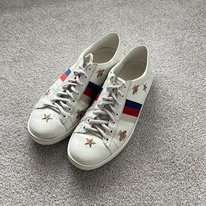 Gucci gold embroidered sneakers
